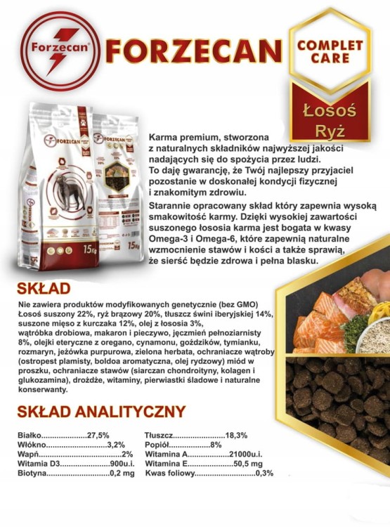 FORZECAN - Premium Łosoś & Ryż [15 kg]